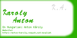 karoly anton business card